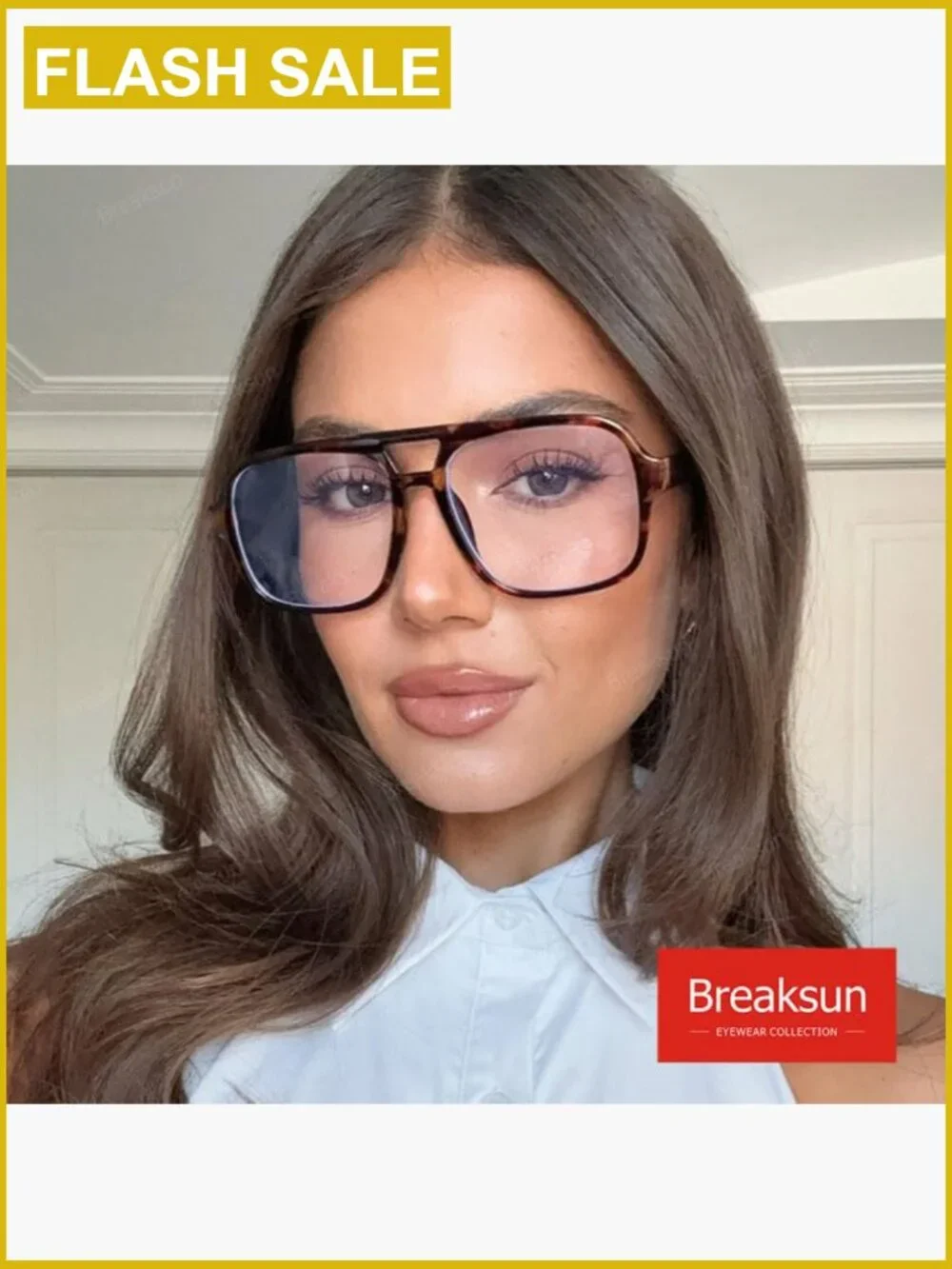 Oversized Square Aviator Blue Light Blocking Glasses - Retro